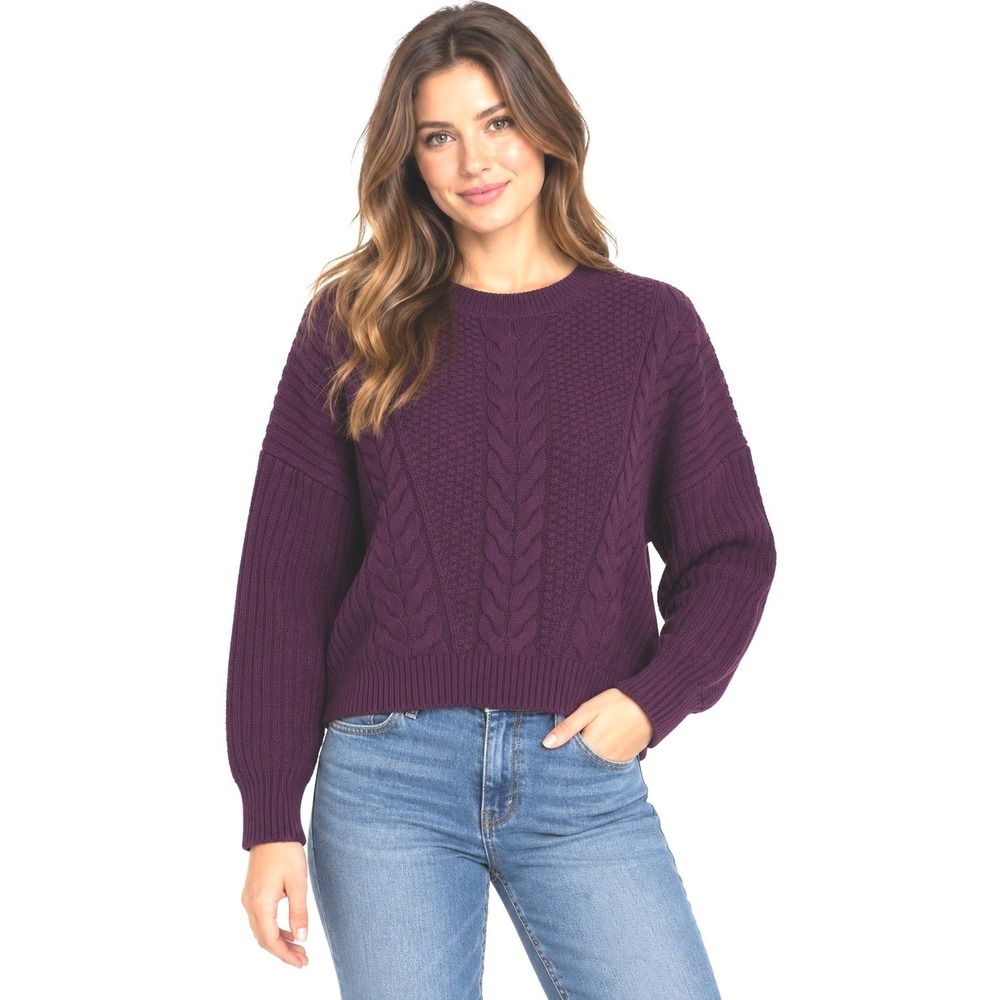 Tommy Hilfiger Purple Ribbed Knit Crewneck Sweater Womens Relaxed Fit | XL